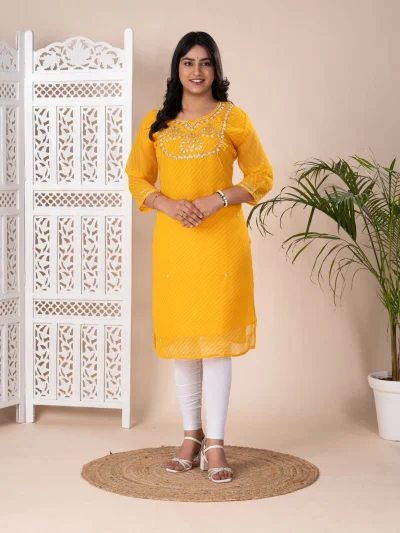 New Beautiful Jaipuri Traditional Marwadi Gotapatti Kurti — Rani Pink